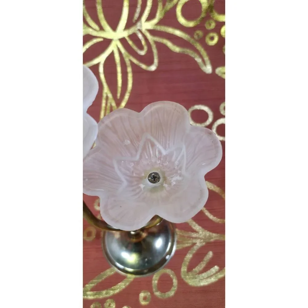 Petunia Floral Gold Taper Candle Holder